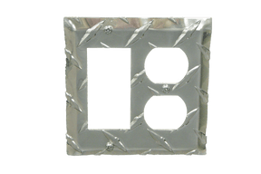 RaceMates / Rocker (GFI) Switch/Electrical Outlet Cover / Diamond Tread Aluminum / 39145 / Owens Products RaceMate Owens Products