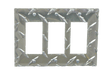 RaceMates / Triple Rocker (GFI) Switch Cover / Diamond Tread Aluminum / 39161 / Owens Products RaceMate Owens Products