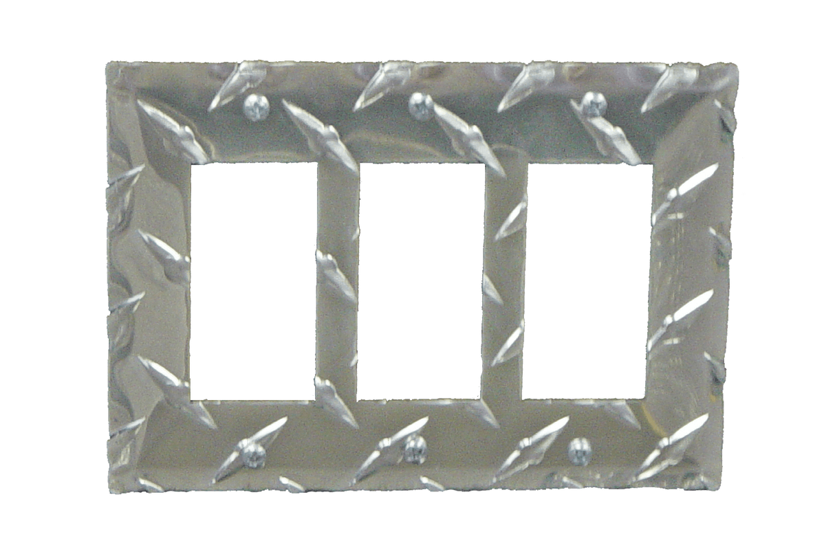 RaceMates / Triple Rocker (GFI) Switch Cover / Diamond Tread Aluminum / 39161 / Owens Products RaceMate Owens Products