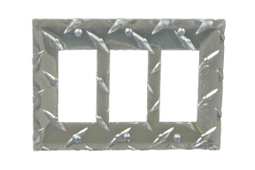 RaceMates / Triple Rocker (GFI) Switch Cover / Diamond Tread Aluminum / 39161 / Owens Products RaceMate Owens Products