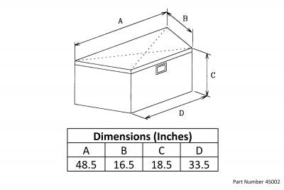 Truck Tool Box 45002 Garrison Series Trailer Tongue Cargo / 48.5 W x 16.5 D x 18.5 H / Diamond Tread Aluminum / Bright / Owens Products