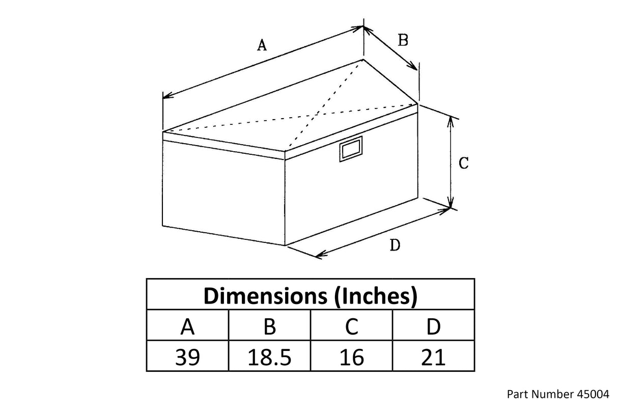 Truck Tool Box 45004 Garrison Series Trailer Tongue Cargo / 39 W x 18.5 D x 16 H / Diamond Tread Aluminum / Bright / Owens Products