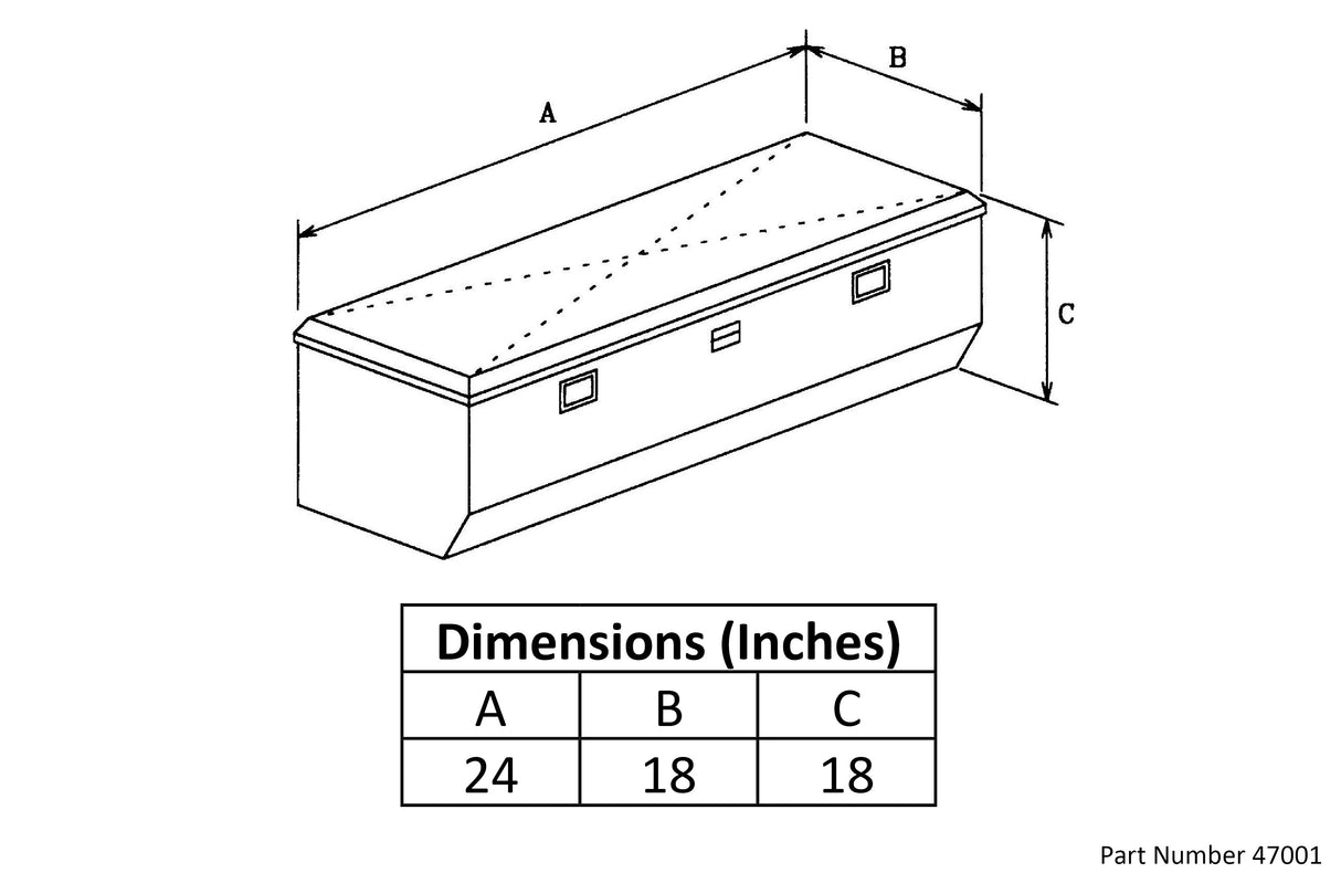 Truck Tool Box 47001B Garrison Series Underbody Chest / 24 Inch / Diamond Tread Aluminum / Black / Owens Products