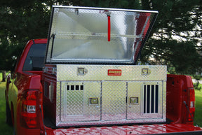 Dog Box 55006 Hunter Series Double Compartment with Top Storage / 48 W x 45 D x 26 H / Standard Vents / Diamond Tread Aluminum / Owens Products Hunter Series Owens Products