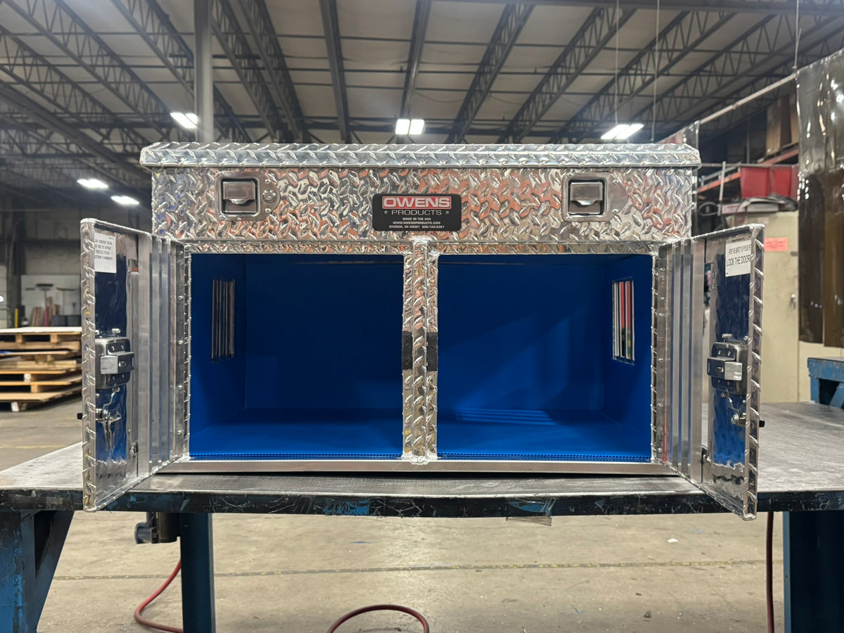 Dog Box 55018 Hunter Series Double Compartment Top Storage / 36 W X 28.5 D X 22 H / Diamond Tread Aluminum / 55018 / Owens Products Hunter Series Owens Products