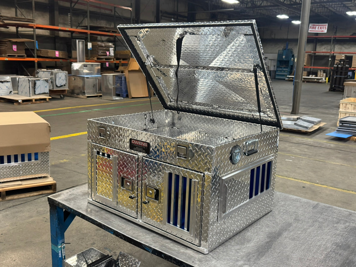 Dog Box 55018 Hunter Series Double Compartment Top Storage / 36 W X 28.5 D X 22 H / Diamond Tread Aluminum / 55018 / Owens Products Hunter Series Owens Products