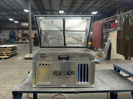 Dog Box 55018 Hunter Series Double Compartment Top Storage / 36 W X 28.5 D X 22 H / Diamond Tread Aluminum / 55018 / Owens Products Hunter Series Owens Products