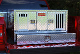 Dog Box 55021W Pro Hunter Series Double Compartment with Bottom Drawer / 46 W x 45 D x 26 H / Standard Vents / Diamond Tread Aluminum / Owens Products