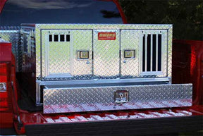 Dog Box 55021W Pro Hunter Series Double Compartment with Bottom Drawer / 46 W x 45 D x 26 H / Standard Vents / Diamond Tread Aluminum / Owens Products Pro Hunter Series Owens Products