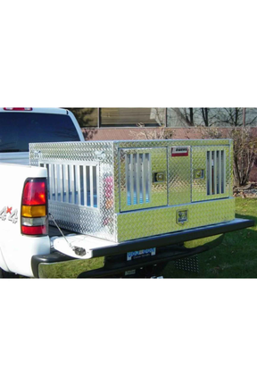 Dog Box 55022W Pro Hunter Series Double Compartment with Bottom Drawer / 46 W x 45 D x 26 H / All Seasons Vents / Diamond Tread Aluminum / Owens Products Pro Hunter Series Owens Products