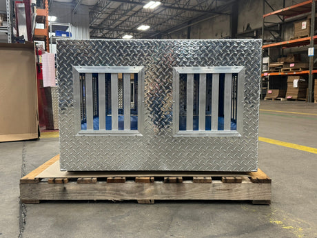 Dog Box 55023W Pro Hunter Series Double Compartment with Bottom Drawer / 38 W x 40 D x 26 H / All Seasons Vents / Diamond Tread Aluminum / Owens Products Pro Hunter Series Owens Products