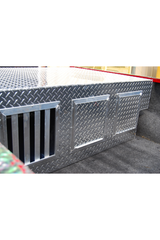 Dog Box 55040 Hunter Series Triple Compartment / 58 W x 40 D x 20 H / with Wheel Well Notches /All Seasons Rear Vents / Diamond Tread Aluminum / Owens Products