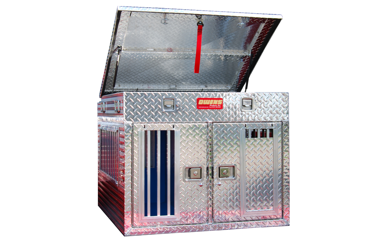 Dog Box 55056 Hunter Series Double Compartment with Top Storage / Tall / 38 W x 45 D x 32 H / All Season Vents / Diamond Tread Aluminum / Owens Products Hunter Series Owens Products