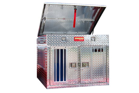 Dog Box 55056 Hunter Series Double Compartment with Top Storage / Tall / 38 W x 45 D x 32 H / All Season Vents / Diamond Tread Aluminum / Owens Products Hunter Series Owens Products