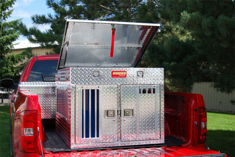 Dog Box 55056 Hunter Series Double Compartment with Top Storage / Tall / 38 W x 45 D x 32 H / All Season Vents / Diamond Tread Aluminum / Owens Products Hunter Series Owens Products