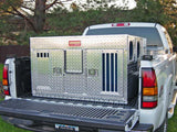 Dog Box 55060 Hunter Series Double Compartment / 48 W x 45 D x 28 H / Bear/Cat / Striker Holes / Diamond Tread Aluminum / Owens Products