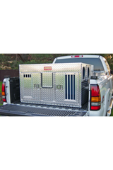 Dog Box 55060 Hunter Series Double Compartment / 48 W x 45 D x 28 H / Bear/Cat / Striker Holes / Diamond Tread Aluminum / Owens Products
