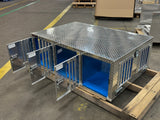 Dog Box 55075V Hunter Series Triple Compartment / 58 W X 40 D X 20 H / Side Vents & All Seasons Rear Vents / Diamond Tread Aluminum / Owens Products Dog Box Owens Products