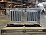 Dog Box 55075V Hunter Series Triple Compartment / 58 W X 40 D X 20 H / Side Vents & All Seasons Rear Vents / Diamond Tread Aluminum / Owens Products Dog Box Owens Products