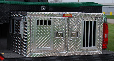 Dog Box 55077 Hunter Series Double Compartment / 48 W x 36 D x 20 H / Shallow / Standard Vents / Diamond Tread Aluminum / Owens Products Hunter Series Owens Products