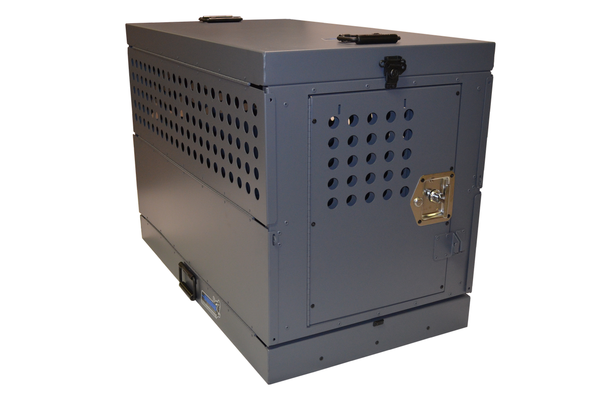 Dog Crate 55313 Professional K9 Series Large Collapsible Working Dog Crate / Single Compartment / 22.25 W x 34 D x 29 H / Mill Finish Aluminum / Gray / Owens Products
