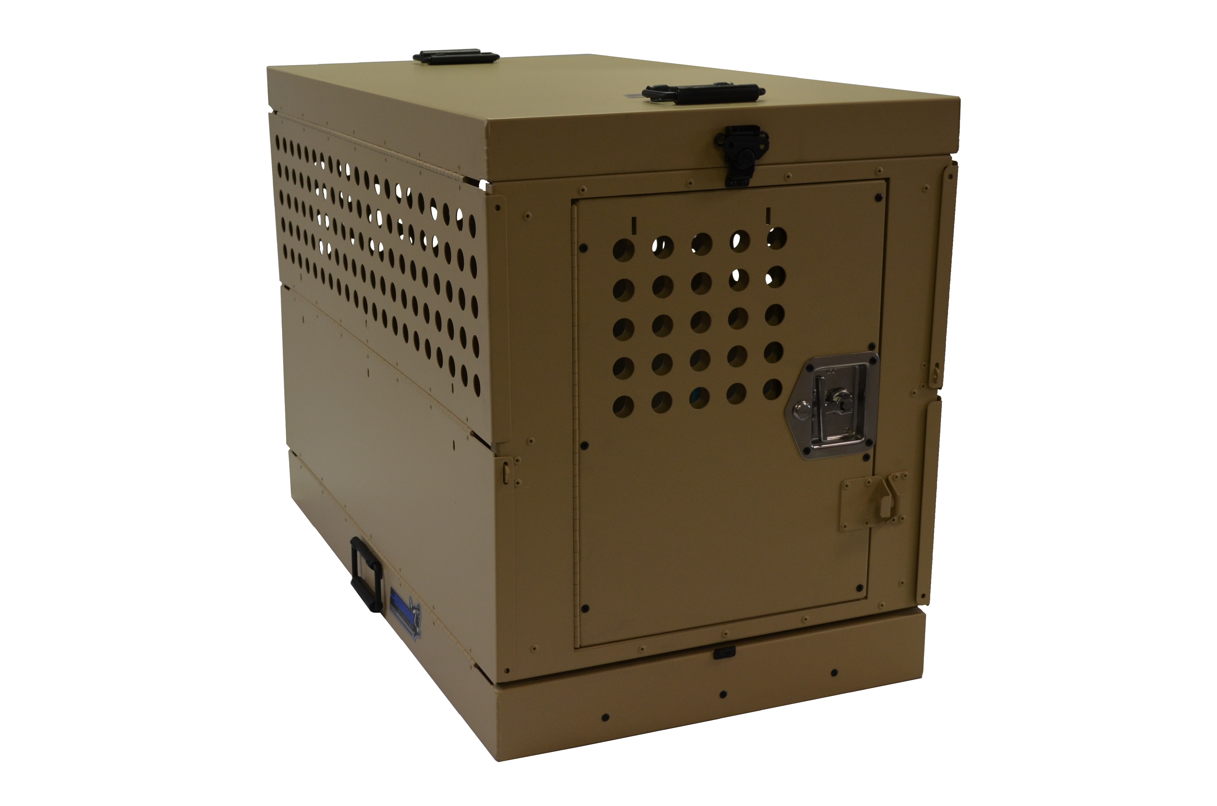 Dog Crate 55314 Professional K9 Series Large Collapsible Working Dog Crate / Single Compartment / 22.25 W x 34 D x 29 H / Mill Finish Aluminum / Tan / Owens Products