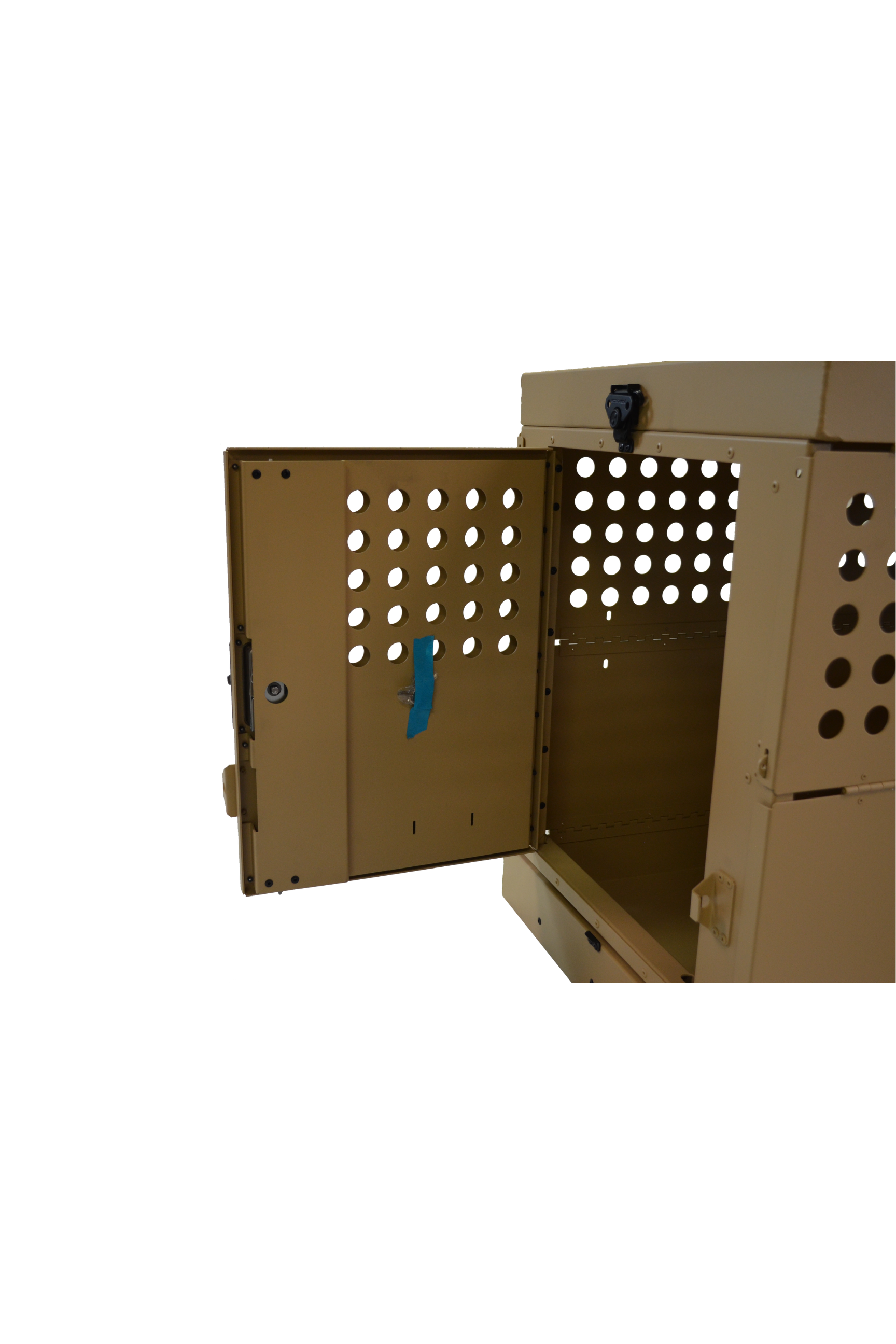 Dog Crate 55307 Professional K9 Series X-Large Collapsible Working Dog Crate / Single Compartment / 22.25 W x 41 D x 29 H / Mill Finish Aluminum / Tan / Owens Products