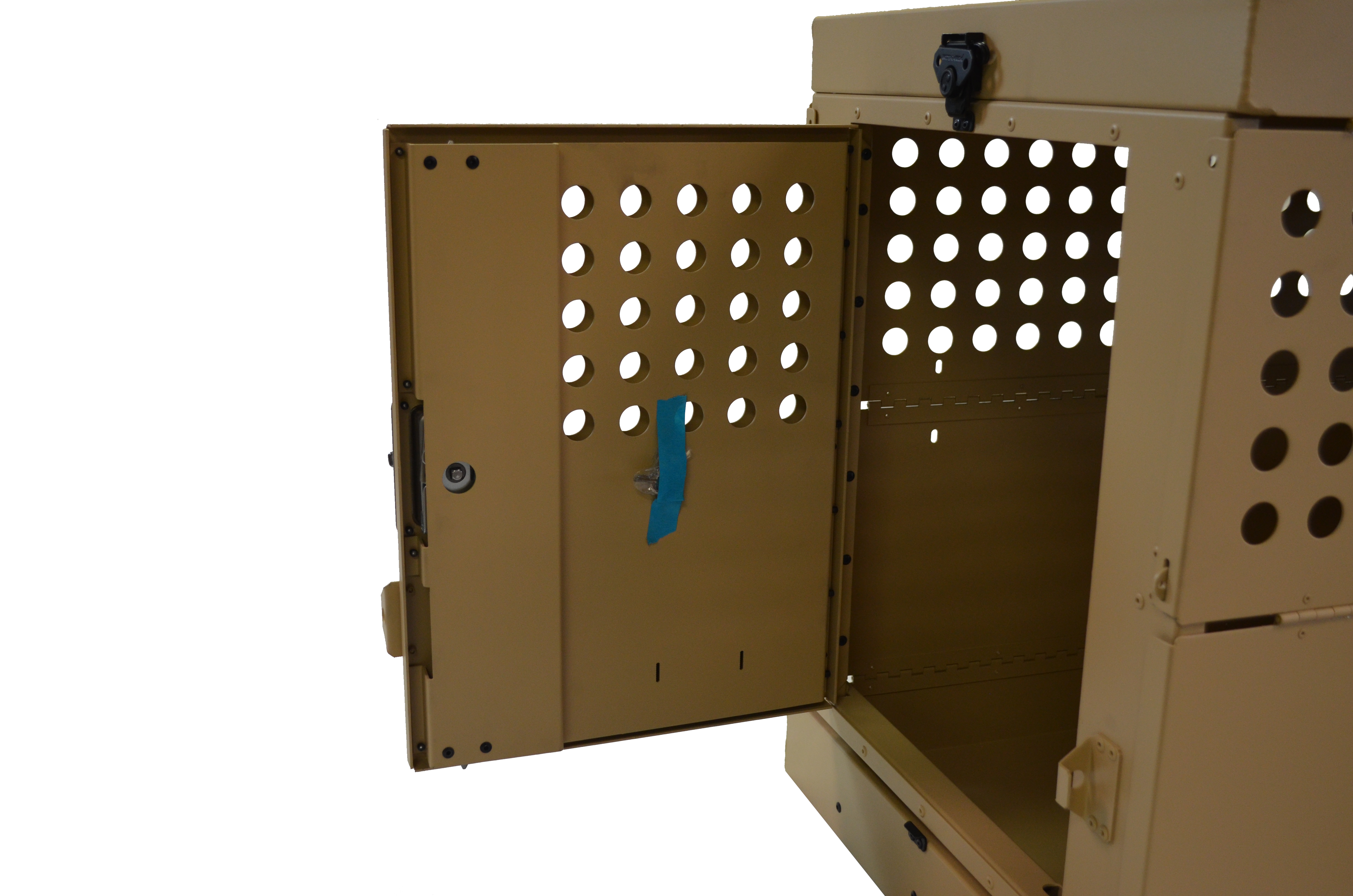 Dog Crate 55314 Professional K9 Series Large Collapsible Working Dog Crate / Single Compartment / 22.25 W x 34 D x 29 H / Mill Finish Aluminum / Tan / Owens Products