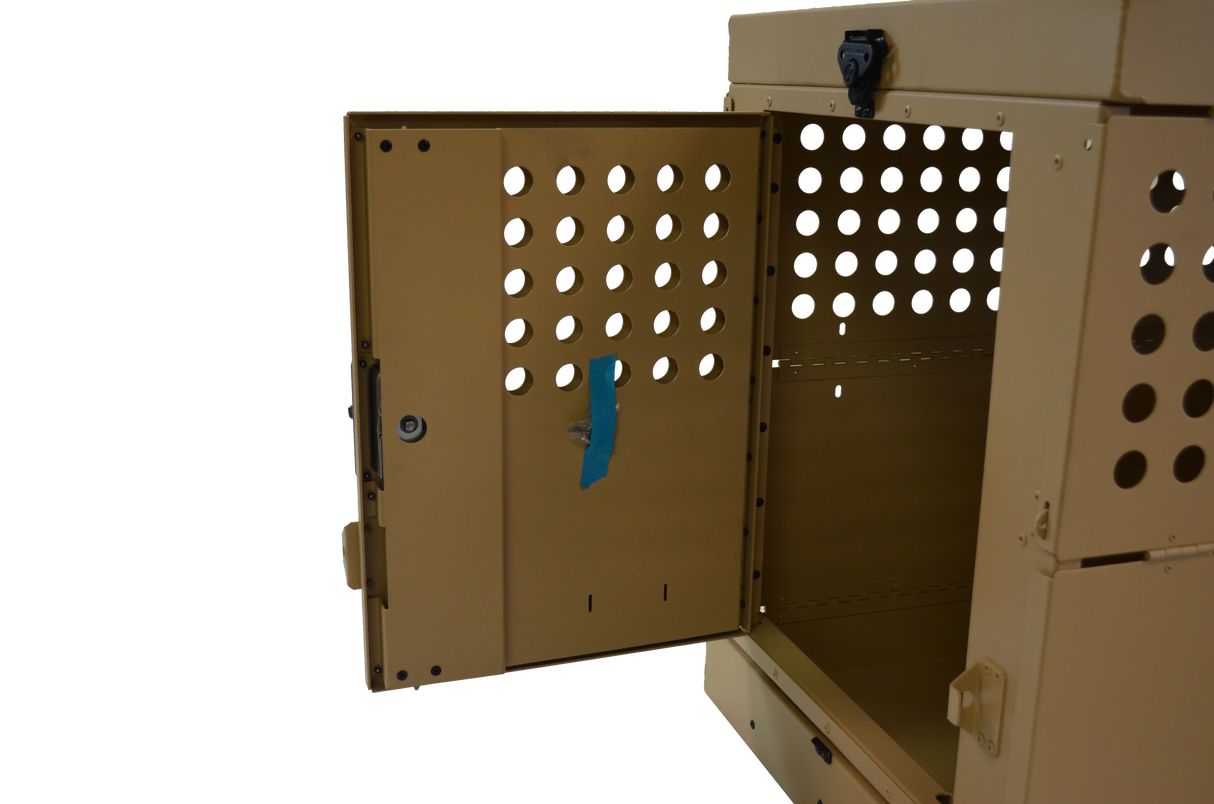 Dog Crate 55307 Professional K9 Series X-Large Collapsible Working Dog Crate / Single Compartment / 22.25 W x 41 D x 29 H / Mill Finish Aluminum / Tan / Owens Products