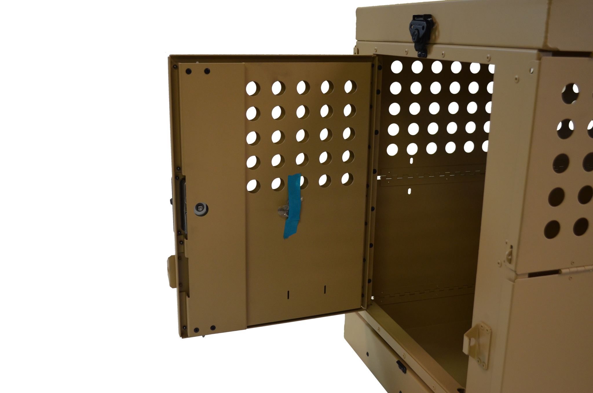 Dog Crate 55314 Professional K9 Series Large Collapsible Working Dog Crate / Single Compartment / 22.25 W x 34 D x 29 H / Mill Finish Aluminum / Tan / Owens Products