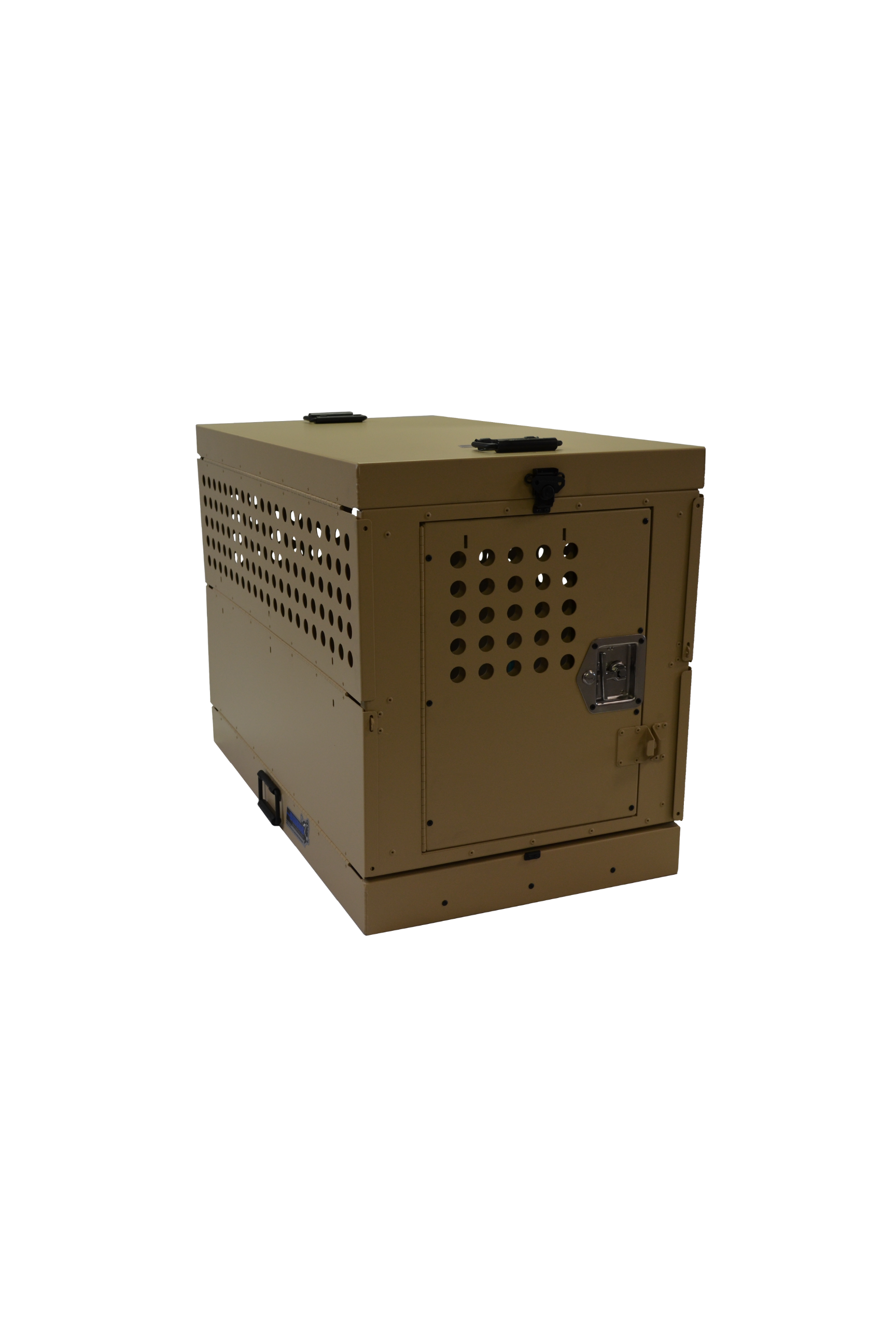 Dog Crate 55307 Professional K9 Series X-Large Collapsible Working Dog Crate / Single Compartment / 22.25 W x 41 D x 29 H / Mill Finish Aluminum / Tan / Owens Products