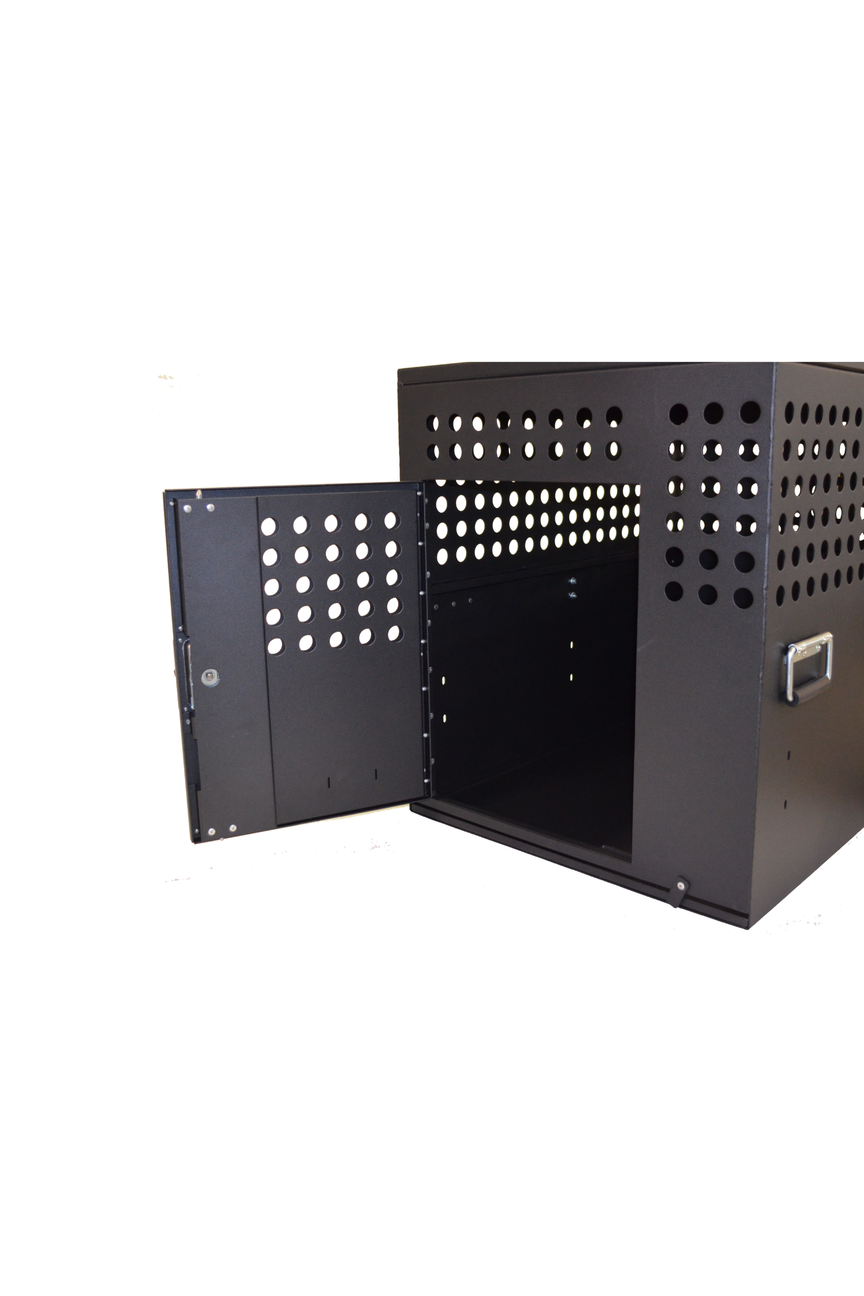 Dog Crate 55308 Professional K9 Series Tactical Single Compartment / End Door / 24 W x 36 D x 29 H / Holes for Ventilation / Mill Finish Aluminum / Owens Products