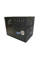 Dog Crate 55312 Professional K9 Series Large Tactical Single Compartment / Opposite Side Door / 36 W x 24 D x 29 H / Holes for Ventilation / Black / Mill Finish Aluminum / Owens Products Professional K9 Series Owens Products