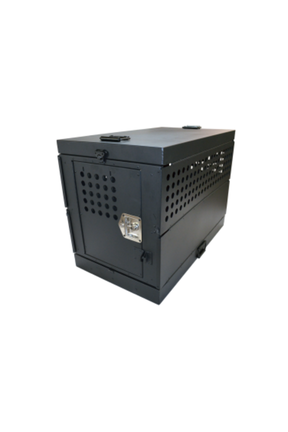 Dog Crate 55315 Professional K9 Series Large Collapsible Working Dog Crate / Single Compartment / 22.25 W x 34 D x 29 H / Mill Finish Aluminum / Black / Owens Products Professional K9 Series Owens Products
