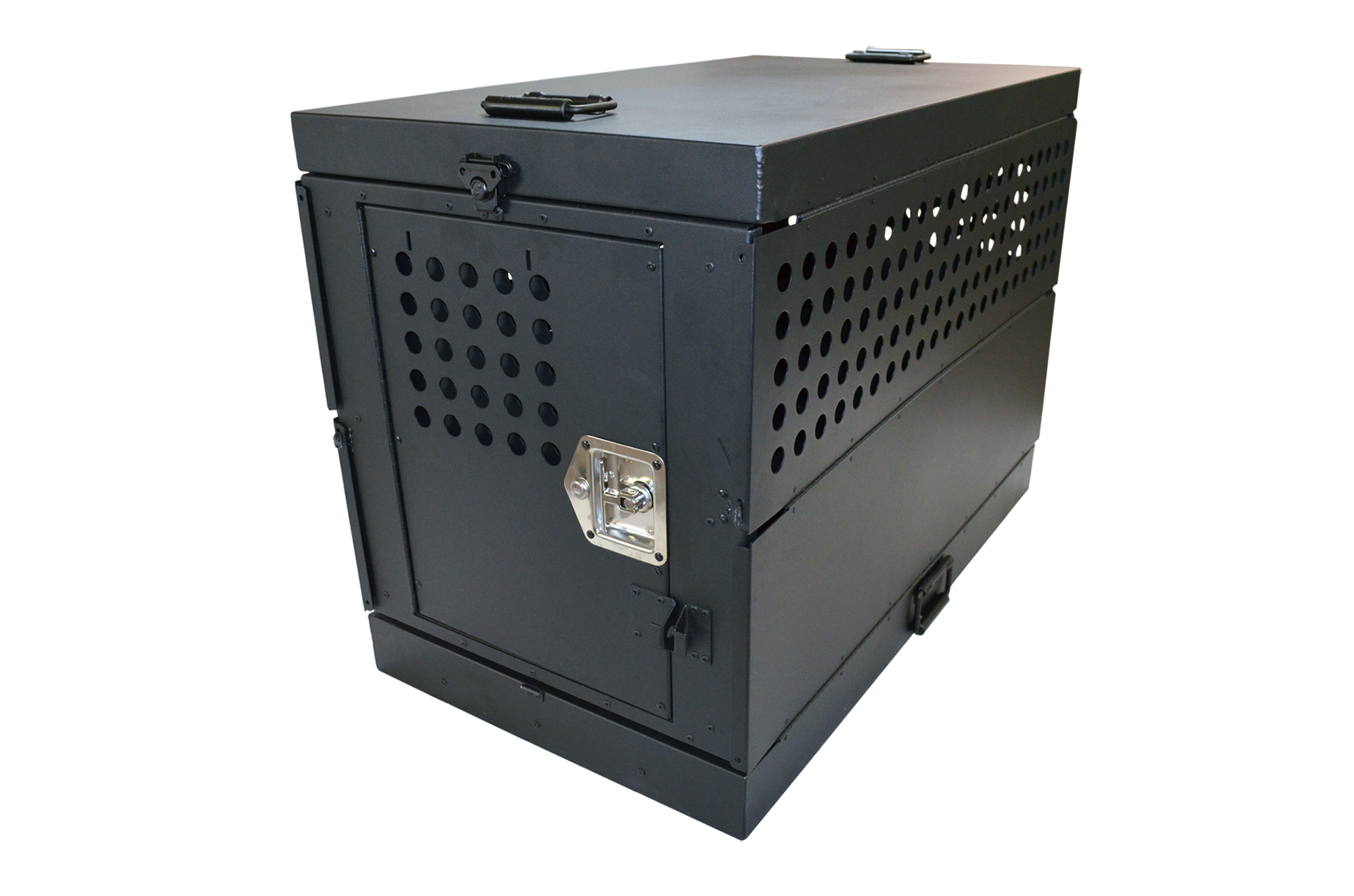 Dog Crate 55315 Professional K9 Series Large Collapsible Working Dog Crate / Single Compartment / 22.25 W x 34 D x 29 H / Mill Finish Aluminum / Black / Owens Products