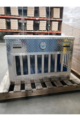 Dog Box 55478 Hunter Series Shallow Double Compartment with Top Storage / 38 W X 36 D X 26 H / Shallow / All Season Vents / Diamond Tread Aluminum / Owens Products