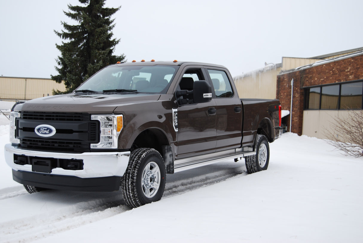 Running Boards Classicpro Series Extruded 4 Inch 17-18 Ford F250/F350 Super Duty Short Bed W/O Flares 4 Inch Riser Aluminum Bright Owens Products