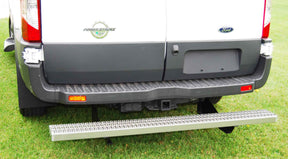 Hitch Step Owens Commercial Rear Step Grip Strut 15-18 Ford Transit Full Size Van Rear Entry Step Aluminum Bright Owens Products Rear Step Owens Products