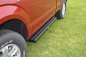 Running Boards Grip Strut Commercial 15-18 Ford F150 17-18 F250/F350/F450/F550 Super Duty W/ W/O Flares Standard Cab Aluminum Textured Black Owens Products Running Board Owens Products