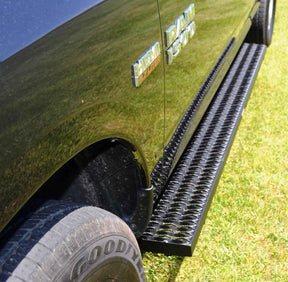 Running Boards Grip Strut Commercial 13-18 Ram 1500 Series Quad Cab Aluminum Textured Black Owens Products Running Boards Owens Products