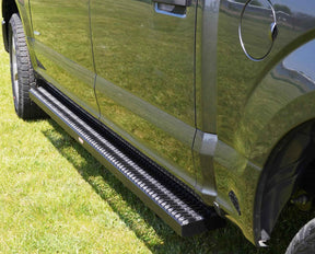 Running Boards Grip Strut Commercial 15-18 Ford F150 Super Cab Aluminum Textured Black Owens Products Running Boards Owens Products
