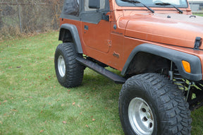 Venum Mill Finish Starbust Running Boards For 97-06 TJ Wrangler / Black / Includes Brackets / 85004 / Owens Products Running Board Owens Products
