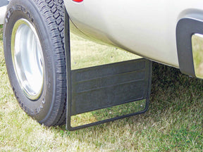 Mud Flaps Classic Universal Single Rear Wheel Rubber Mudflaps / Stainless Steel Inserts / Universal Fit / 12 x 18 / Owens Products Mud Flaps Owens Products