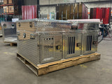 Dog Box 55074 Hunter Series Triple Compartment Top Storage Dog Box / 58 W X 40 D X 26 H / All Seasons Rear Vents / Diamond Tread Aluminum / Owens Products Hunter Series Owens Products