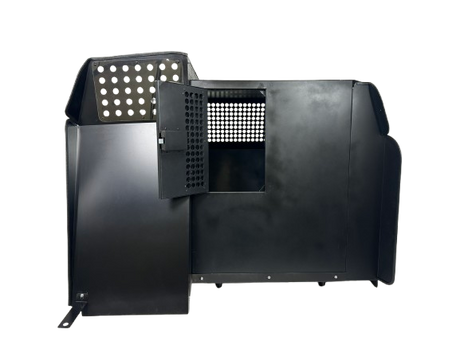 Dog Crate 55325W Professional K9 Series Chevrolet 2021+ Tahoe 2/3-1/3 K9/Prisoner Vehicle Insert / Mill Finish Aluminum / White / Owens Products