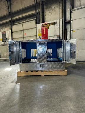 Dog Box 55057W Pro Hunter Series Double Compartment with Bottom Drawer / 46 W x 45 D x 31 H / Tall / All Seasons Vents / Diamond Tread Aluminum / Owens Products Pro Hunter Series Owens Products