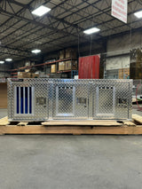 Dog Box 55029 Hunter Series Triple Compartment / 58.5 W X 22.25 D X 20 H / Door And Rear Vents / Diamond Tread Aluminum / Owens Products
