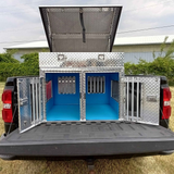 Dog Box 55107 Double Compartment Top Storage Dog Box / 38 W X 40 D X 25 H / All Season Vents / Diamond Tread Aluminum / Animal Control Dog Box / Owens Products Hunter Series Owens Products