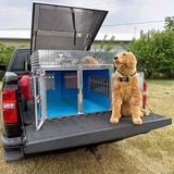 Dog Box 55107 Double Compartment Top Storage Dog Box / 38 W X 40 D X 25 H / All Season Vents / Diamond Tread Aluminum / Animal Control Dog Box / Owens Products Hunter Series Owens Products