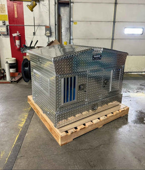 Dog Box 55105 Double Compartment Top And Bottom Storage UTV Dog Box / 46.5 W X 34 D X 38 H / All Season Vents / Diamond Tread Aluminum / Owens Products Hunter Series Owens Products